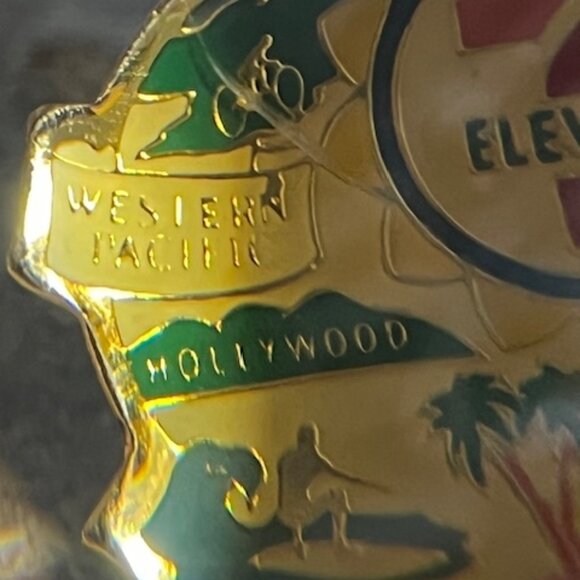 VTG 7 Eleven Western Pacific Hollywood Lapel Vest Hat Recognition Pin .75" RARE - Picture 9 of 13